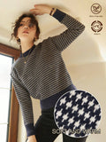 Shein Knit Mix Women's Knitted French Commuter Striped Crew Neck Long Sleeve Contrast Color Casual Loose Sweater