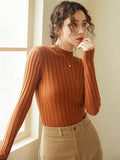 Shein Knit Mix Mock Neck Ribbed Knit Sweater