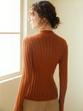 Shein Knit Mix Mock Neck Ribbed Knit Sweater