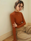 Shein Knit Mix Mock Neck Ribbed Knit Sweater