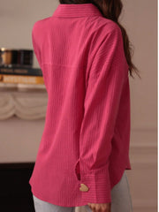 Shein Loose Silhouette Minimalist Commuter Pink Striped Casual Shirt