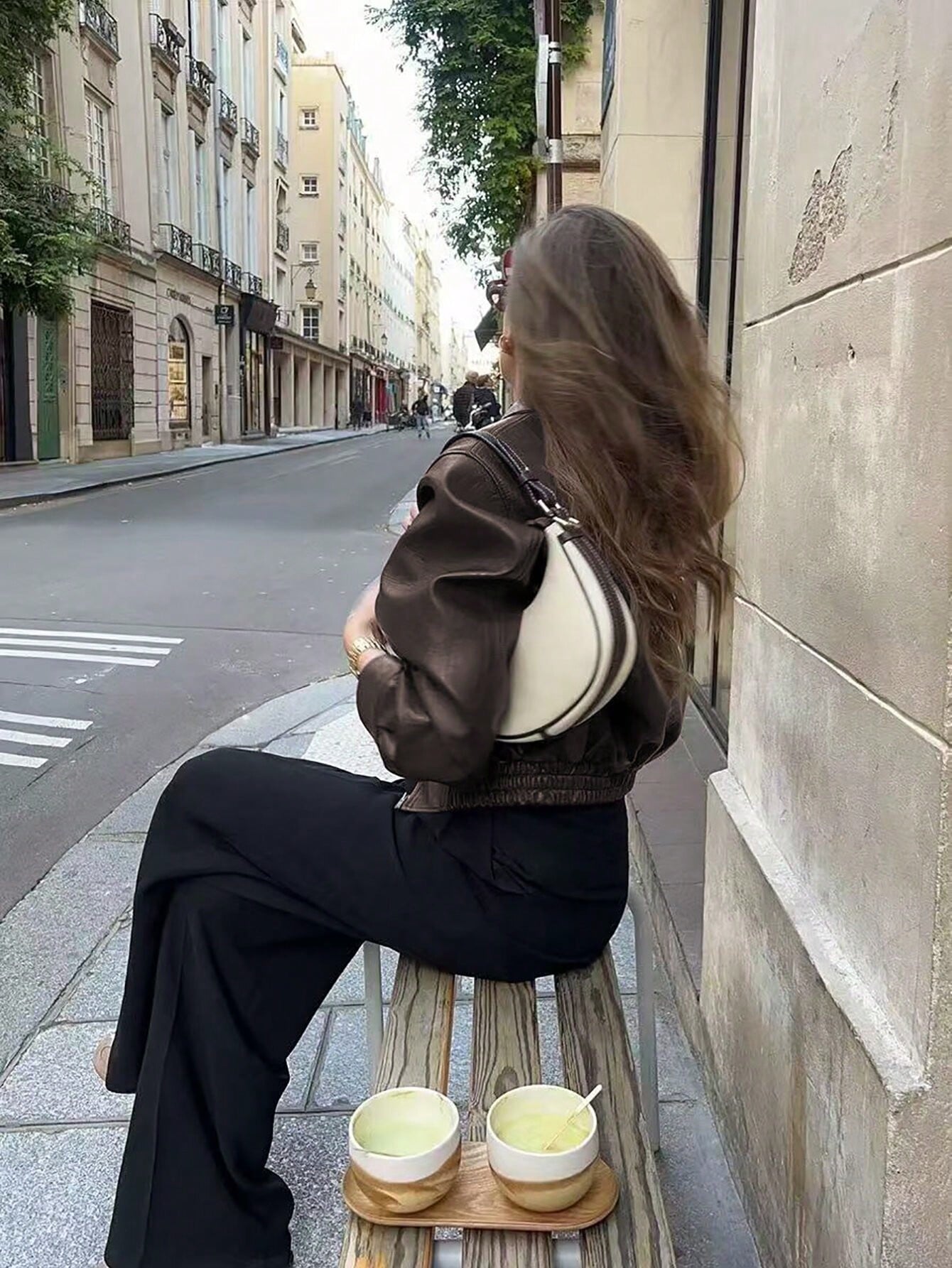 Lapel Zipper Dark Coffee Color Leather Jacket