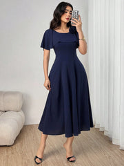 Shein Modelyn Women's Elegant Ruched A-Line Gown With Shawl Collar