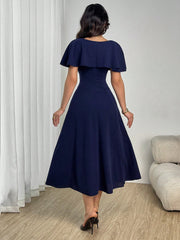 Shein Modelyn Women's Elegant Ruched A-Line Gown With Shawl Collar