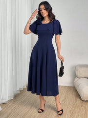 Shein Modelyn Women's Elegant Ruched A-Line Gown With Shawl Collar