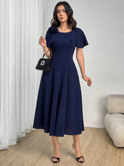 Shein Modelyn Women's Elegant Ruched A-Line Gown With Shawl Collar