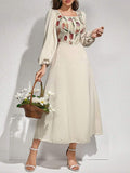 Shein Modelyn Women's Floral Printed Square Neck Puff Sleeve Bubble Hem Dress