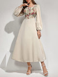 Shein Modelyn Women's Floral Printed Square Neck Puff Sleeve Bubble Hem Dress