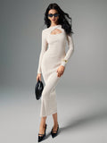 Shein Poéselle Apricot Hollow Long Sweater Dress