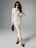 Shein Poéselle Apricot Hollow Long Sweater Dress