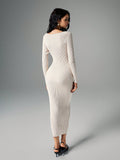 Shein Poéselle Apricot Hollow Long Sweater Dress