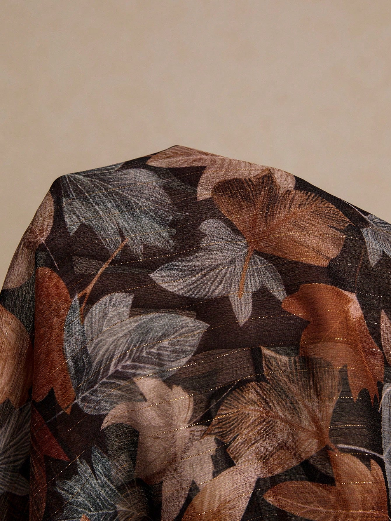 Shein Poéselle Leaf Print Button Front Shirt