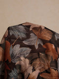 Shein Poéselle Leaf Print Button Front Shirt