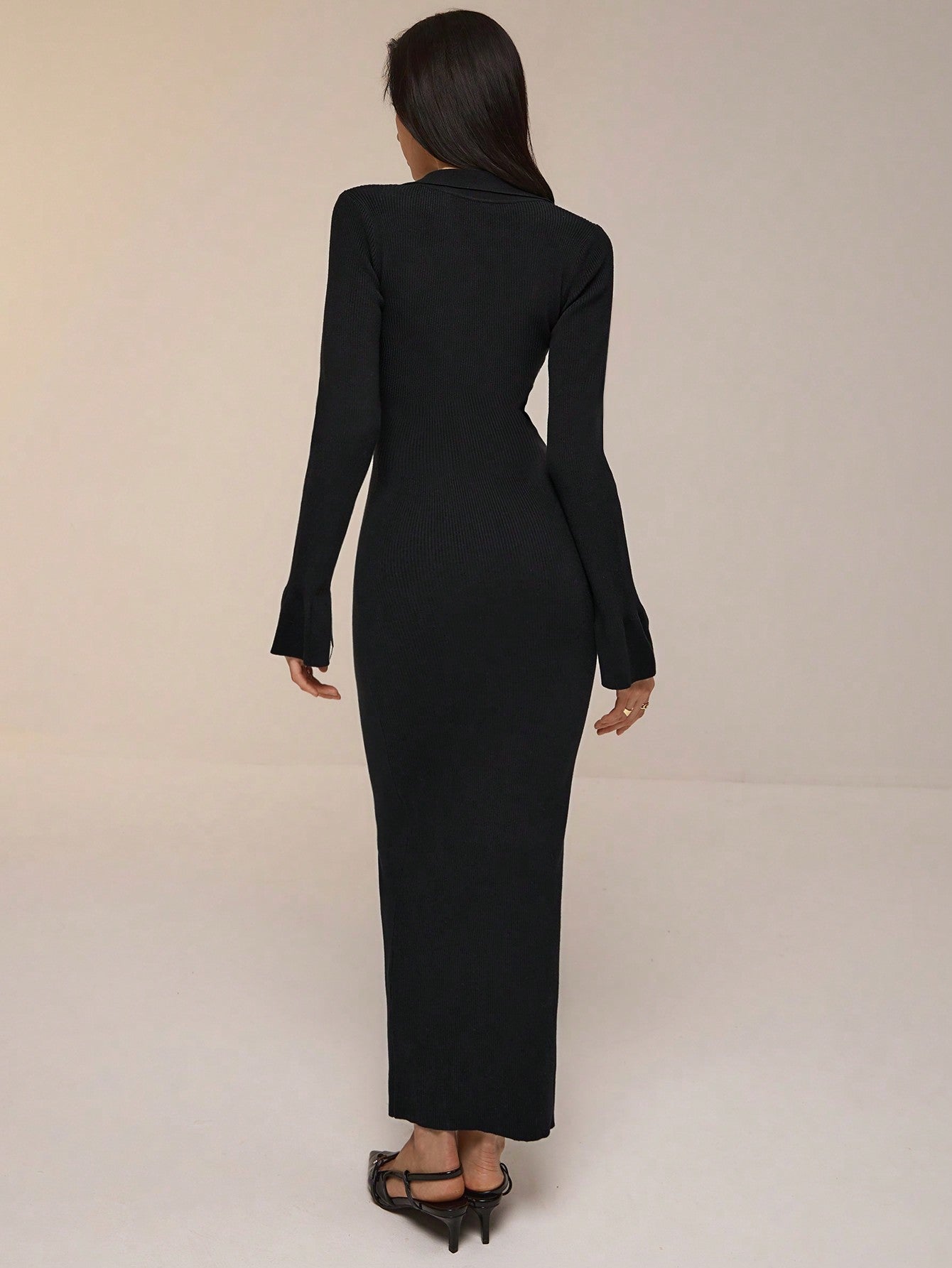 Women's Solid Color Long Sleeve Maxi Sweater Dress