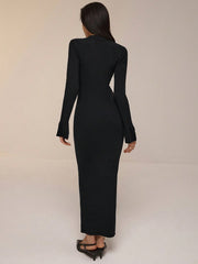 Women's Solid Color Long Sleeve Maxi Sweater Dress