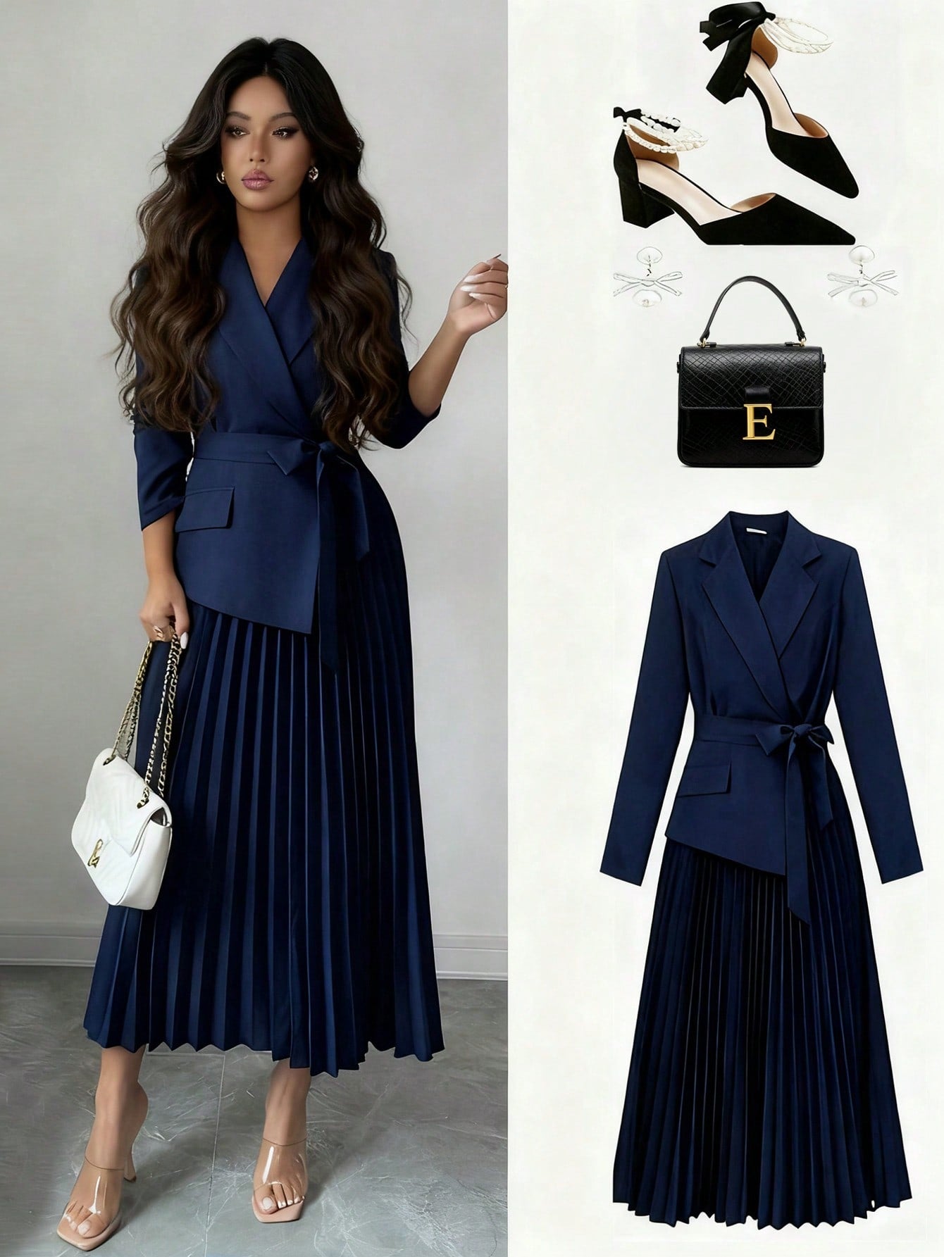 Casual And Versatile Elegant Commuting Dress With A Patchwork Suit Collar