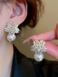 Shein Rhinestone & Faux Pearl Decor Stud Earrings