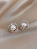 Shein Rhinestone & Faux Pearl Decor Stud Earrings