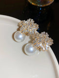 Shein Rhinestone & Faux Pearl Decor Stud Earrings