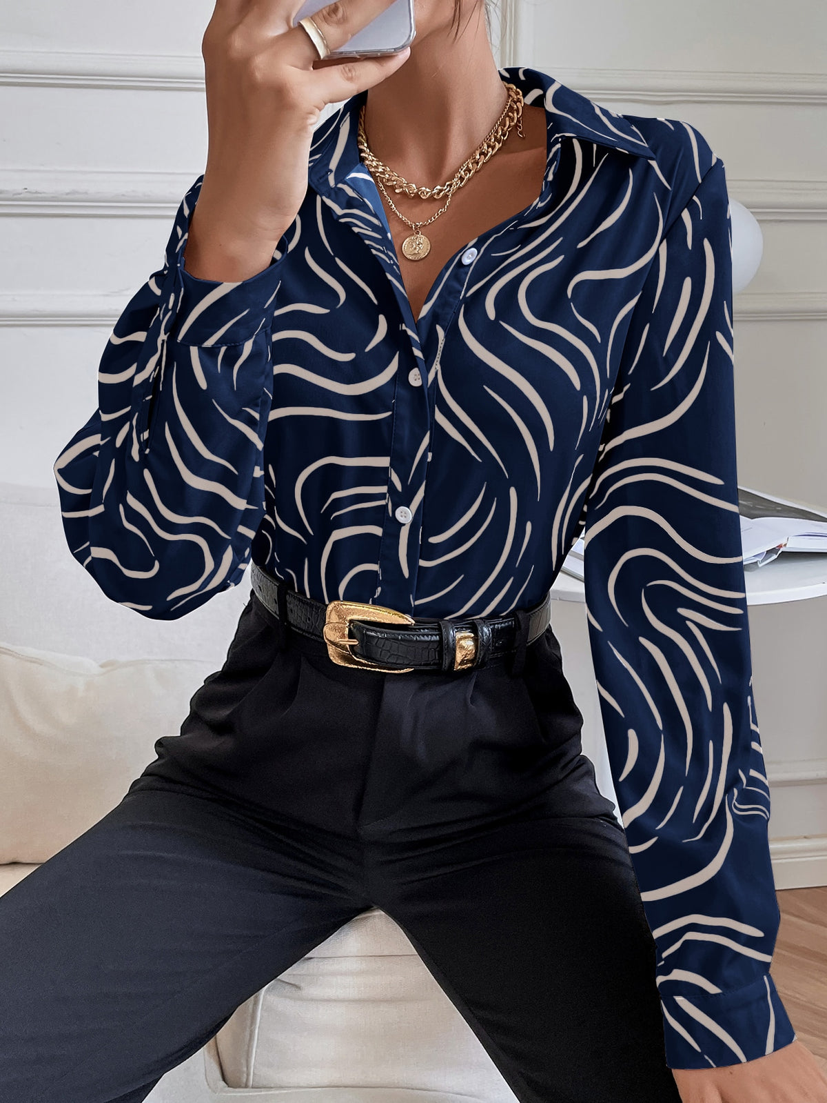 SHEIN Clasi Allover Print Shirt