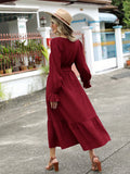 SHEIN Clasi Flounce Sleeve Ruffle Hem Belted Dress