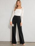 SHEIN Clasi Solid High Waist Wide Leg Pants Bootcut Wide Leg Pants Dress Pants