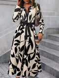 SHEIN Clasi Women's Contrast Color Printed Simple Casual Long Sleeve Dress