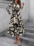 SHEIN Clasi Women's Contrast Color Printed Simple Casual Long Sleeve Dress