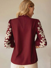 SHEIN Clasi Women's Elegant Commuting Floral Print Puff Sleeve Blouse