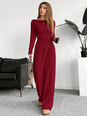SHEIN 2 pc EZwear Christmas Red Women Bodysuit Set