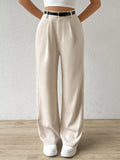 SHEIN EZwear Women's Casual Straight-Leg Pants With Waist Belt