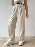 SHEIN EZwear Women's Casual Straight-Leg Pants With Waist Belt