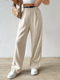 SHEIN EZwear Women's Casual Straight-Leg Pants With Waist Belt