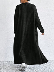 SHEIN EZwear Women's Long Sleeve Knitted Cardigan And Sleeveless Dress Set