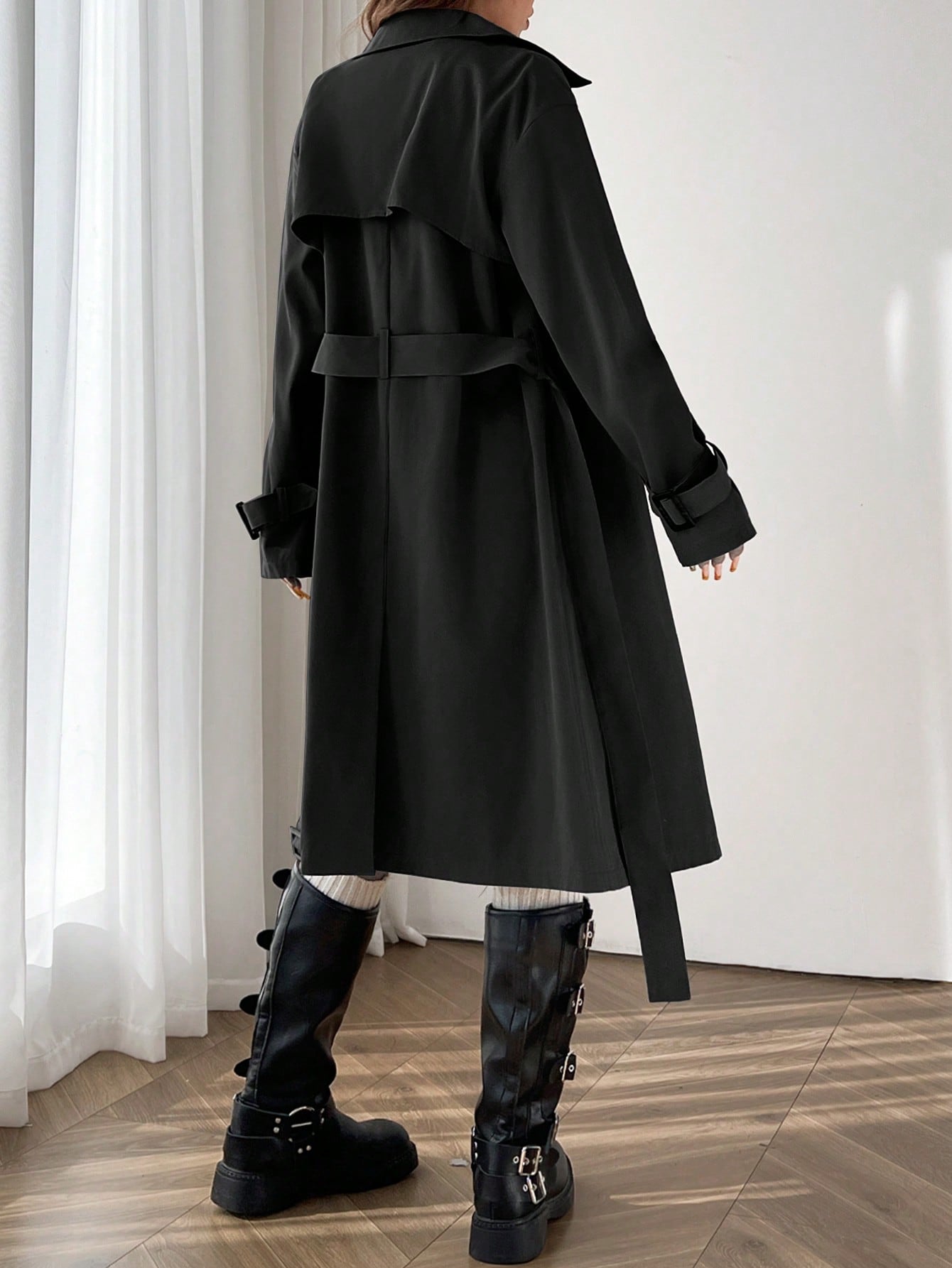 Plain Button Long Coat