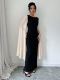 SHEIN Elenzya Women's Round Neck Long Sleeve Slit Color Blocking Fitted Dress