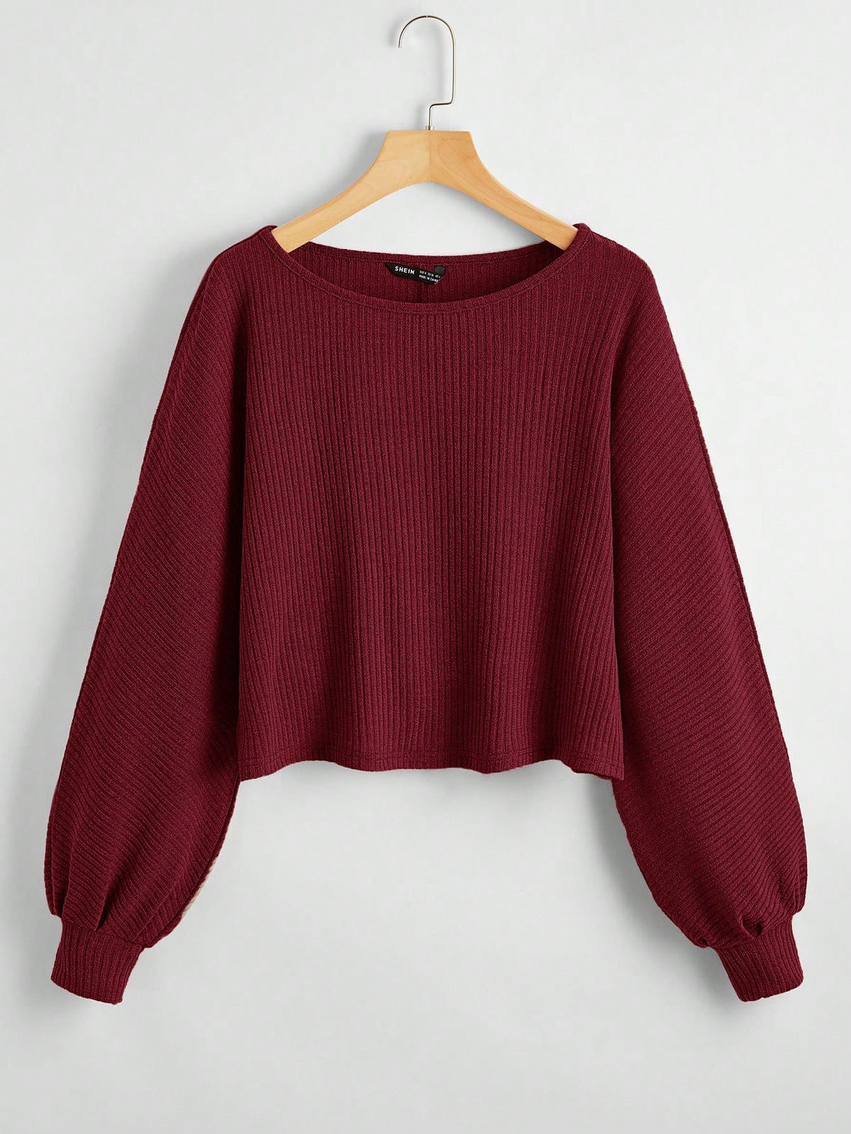 SHEIN Essnce Drop Shoulder Ribbed Knit Tee