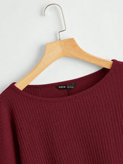 SHEIN Essnce Drop Shoulder Ribbed Knit Tee