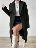 SHEIN Essnce Lapel Neck Double Breasted Overcoat