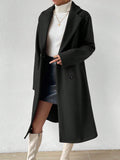 SHEIN Essnce Lapel Neck Double Breasted Overcoat