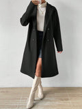 SHEIN Essnce Lapel Neck Double Breasted Overcoat