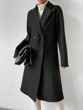 SHEIN Essnce Lapel Neck Double Breasted Overcoat