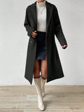 SHEIN Essnce Lapel Neck Double Breasted Overcoat