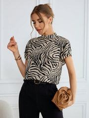 SHEIN Essnce Leopard Shirt Women's Summer Commuting Leopard Print Wide Strap Shirt