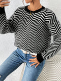 SHEIN Essnce Round Neck Wave Texture Knitted Sweater