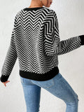 SHEIN Essnce Round Neck Wave Texture Knitted Sweater