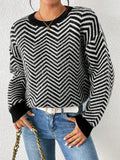 SHEIN Essnce Round Neck Wave Texture Knitted Sweater