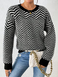 SHEIN Essnce Round Neck Wave Texture Knitted Sweater