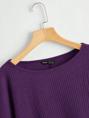 SHEIN Essnce Simple Solid Color Crew Neck Long Sleeve Sweatshirt, Casual Everyday Wear