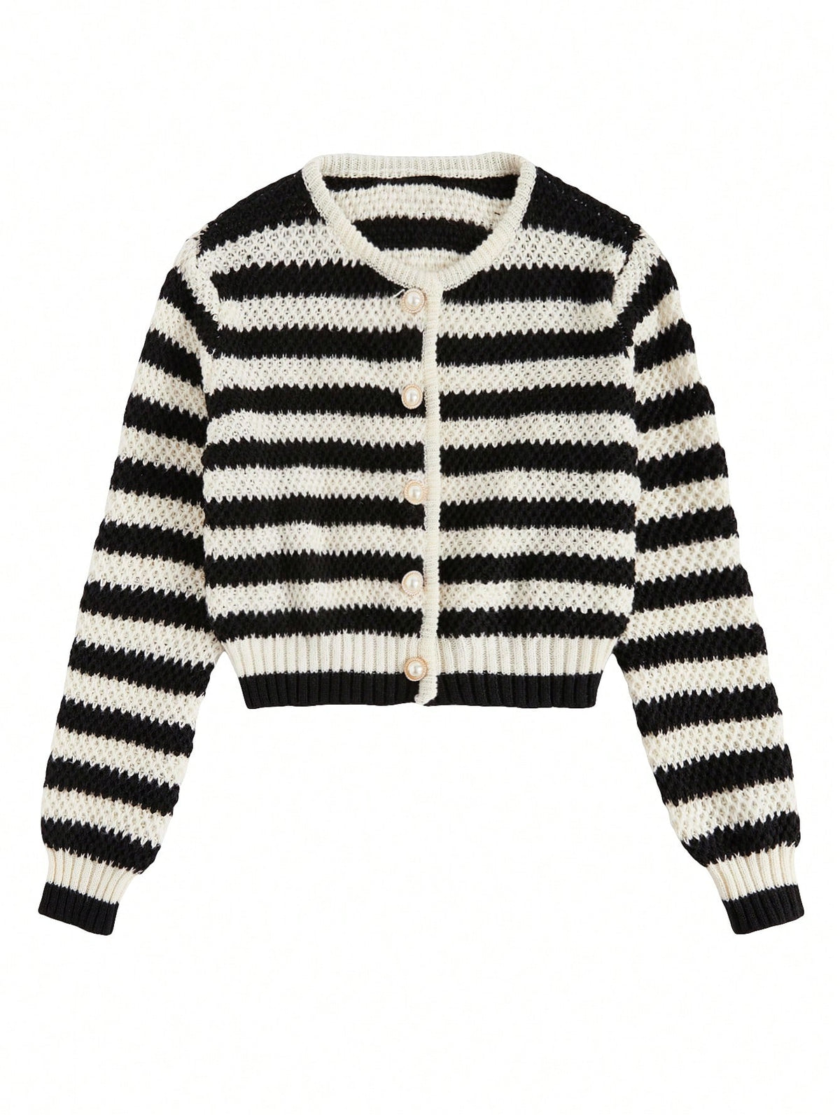 SHEIN Essnce Striped Pattern Button Front Cardigan